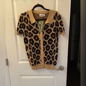 Oxxn Leopard Print Cardigan/top